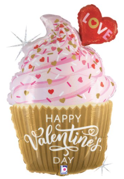 XL Folienballon Figur - Valentine, goldener Cupcake - 79cm